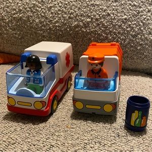 Playmobil Ambulance and Garbage Truck